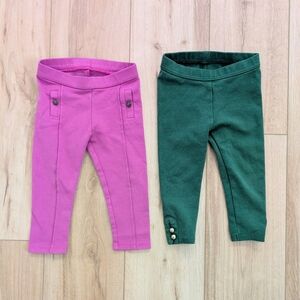 Janie & Jack Pink and Green Leggings